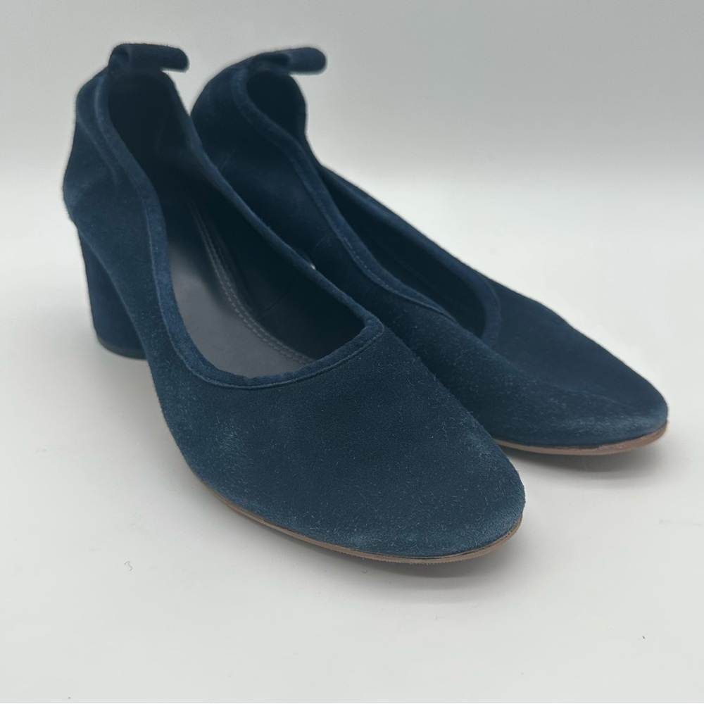 Tory Burch Therese Dark Blue Suede Block Heels